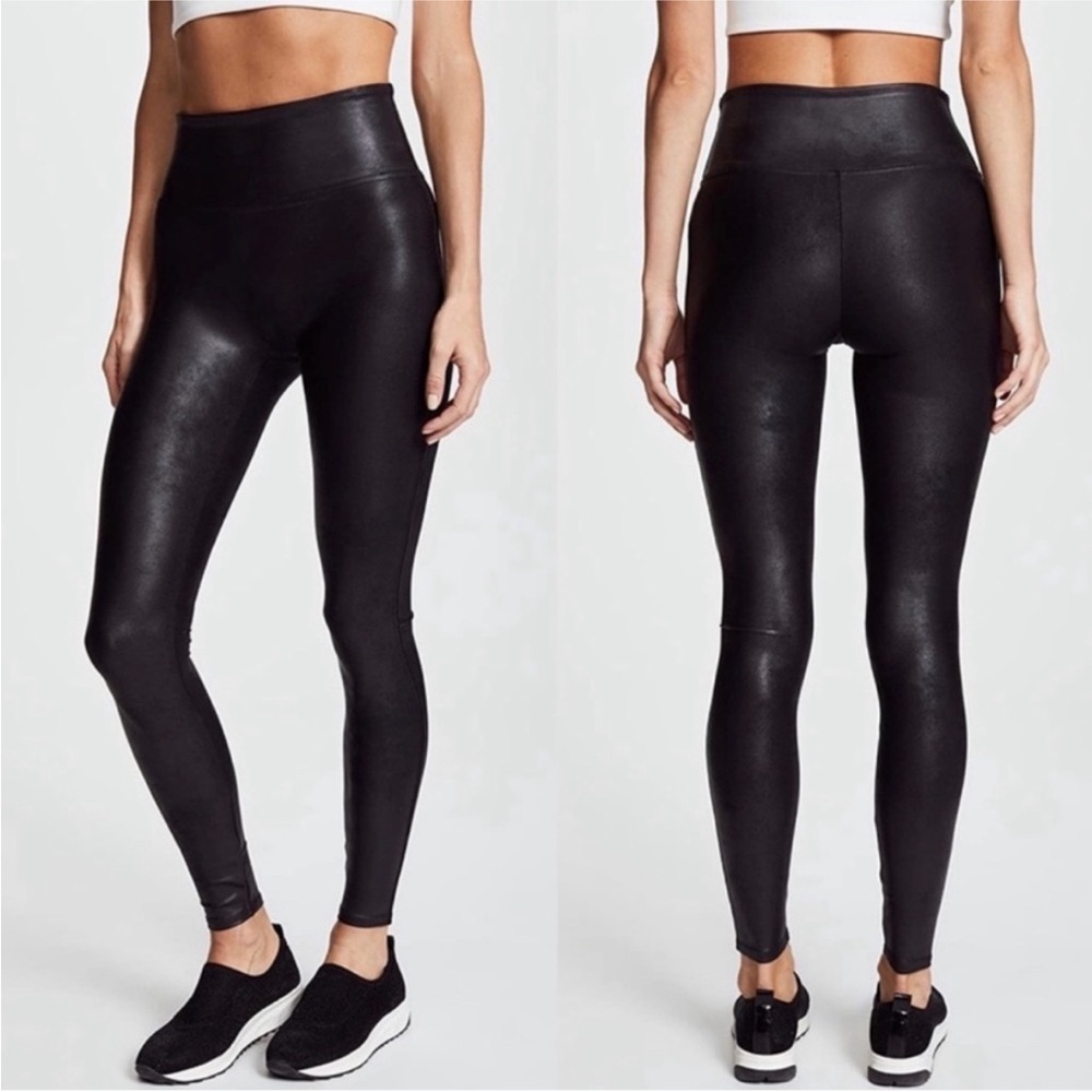 Spanx Faux Leather Leggings in Black M Petite - Picture 2 of 8